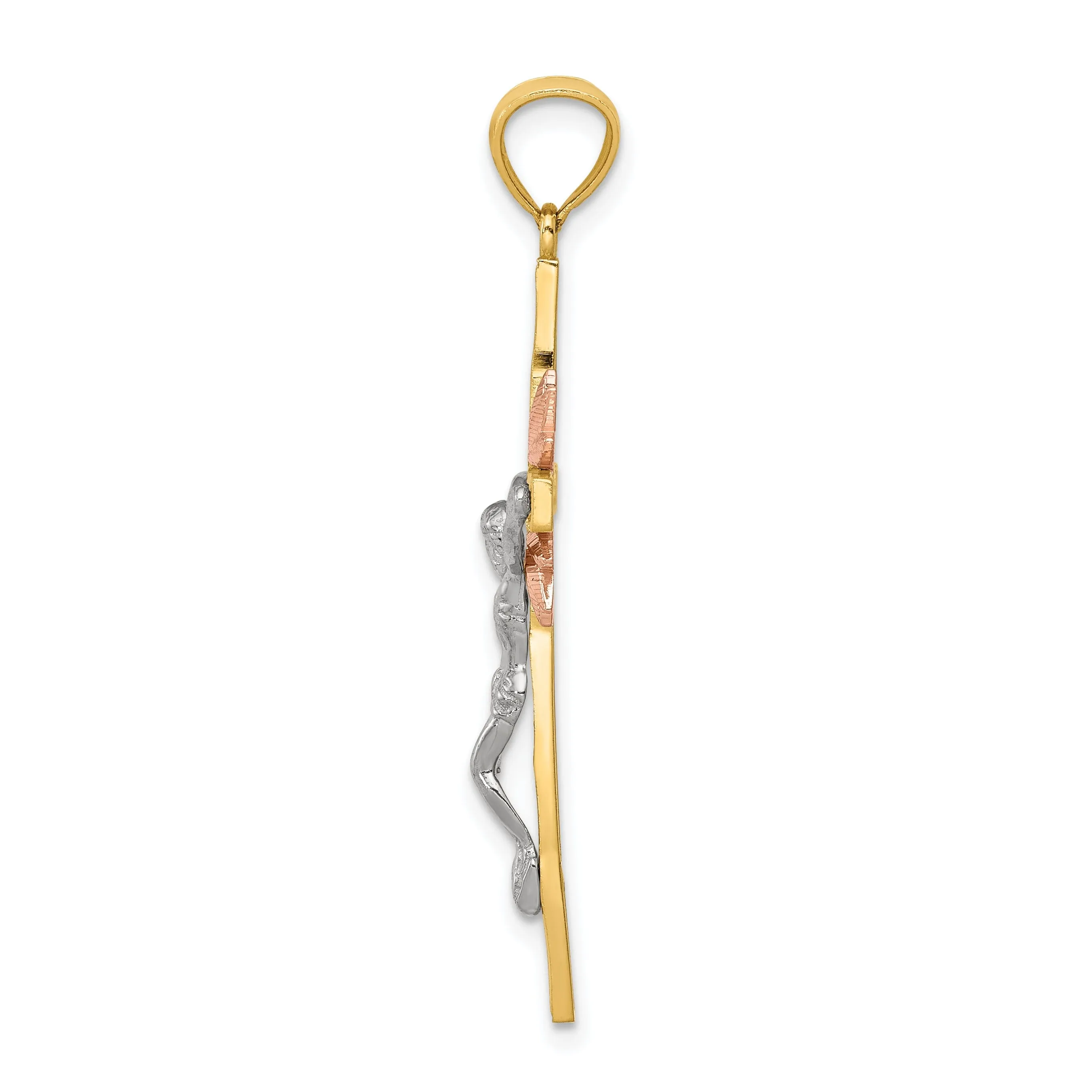 14k Tri-Color Gold Celtic Crucifix Cross Pendant