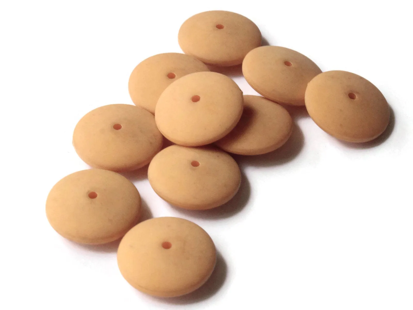 20 17mm x 6mm Beige Vintage Plastic Saucer Beads Flat Round Beads Loose Matte Plastic Beads