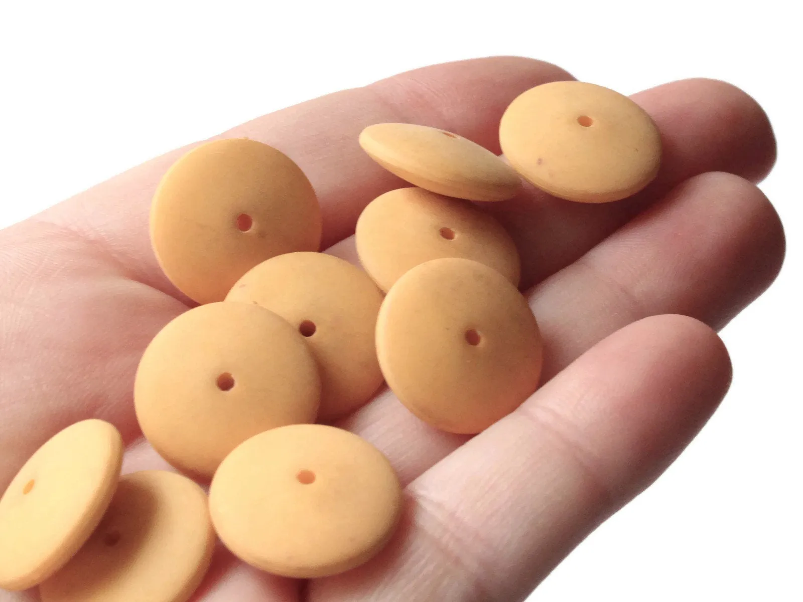 20 17mm x 6mm Beige Vintage Plastic Saucer Beads Flat Round Beads Loose Matte Plastic Beads