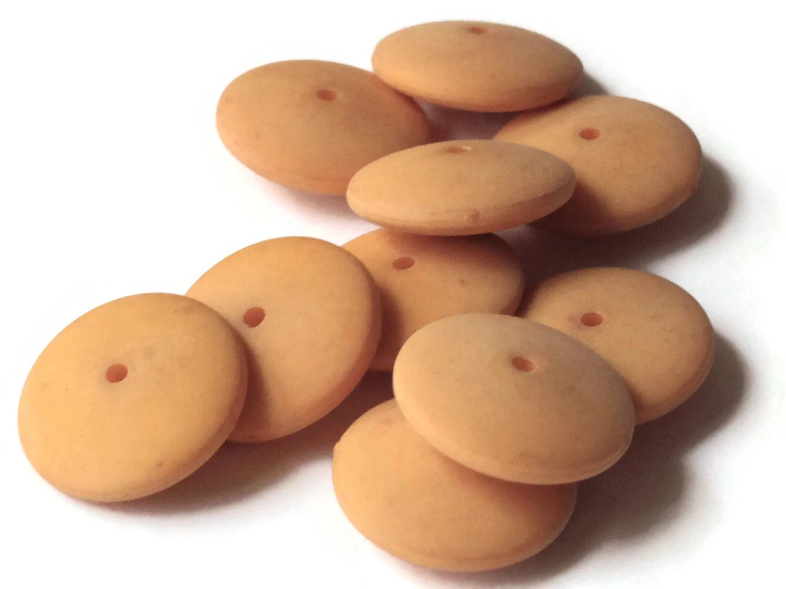20 17mm x 6mm Beige Vintage Plastic Saucer Beads Flat Round Beads Loose Matte Plastic Beads