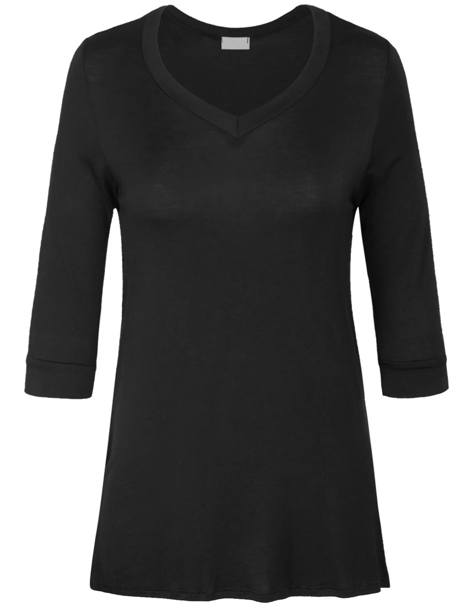 3/4 Sleeve V Neck Comfortable Fit Tunic Top