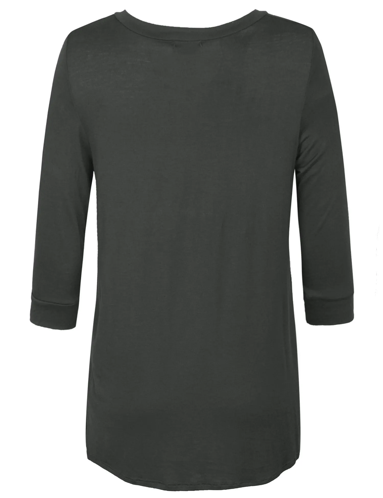 3/4 Sleeve V Neck Comfortable Fit Tunic Top