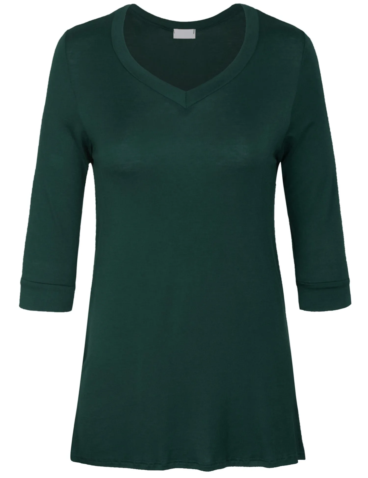 3/4 Sleeve V Neck Comfortable Fit Tunic Top