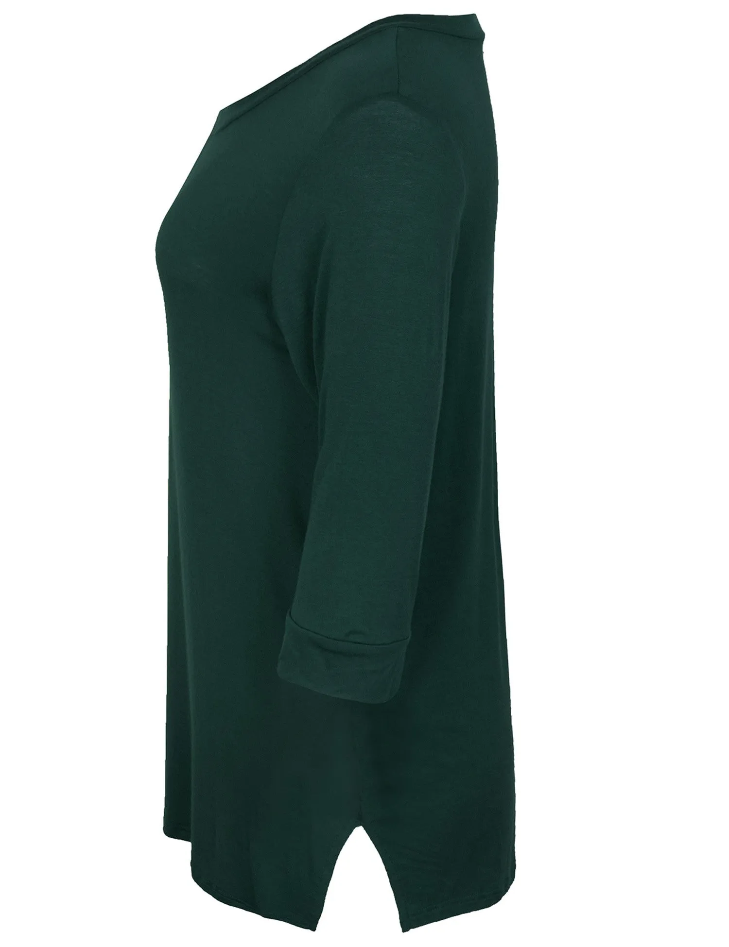 3/4 Sleeve V Neck Comfortable Fit Tunic Top