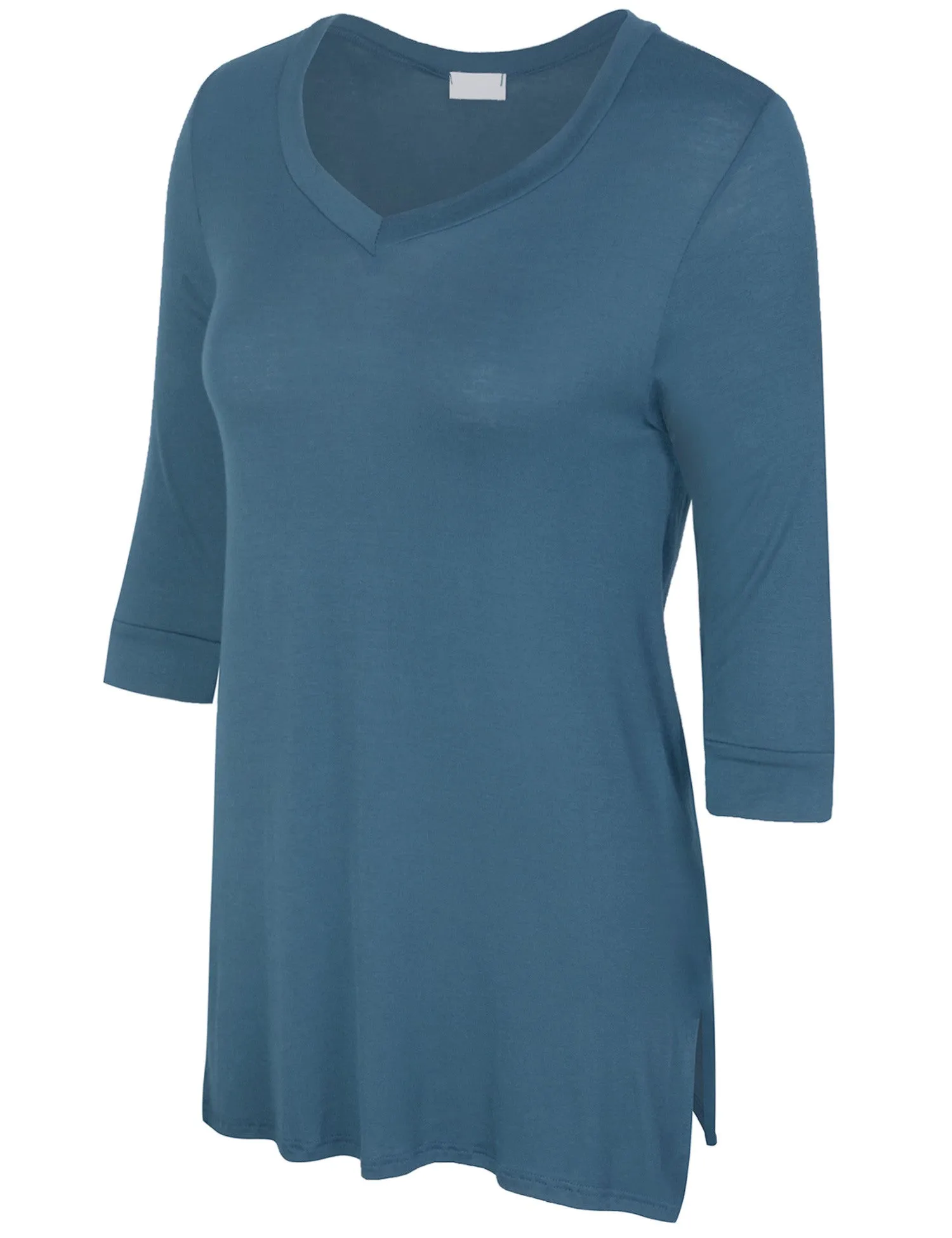 3/4 Sleeve V Neck Comfortable Fit Tunic Top