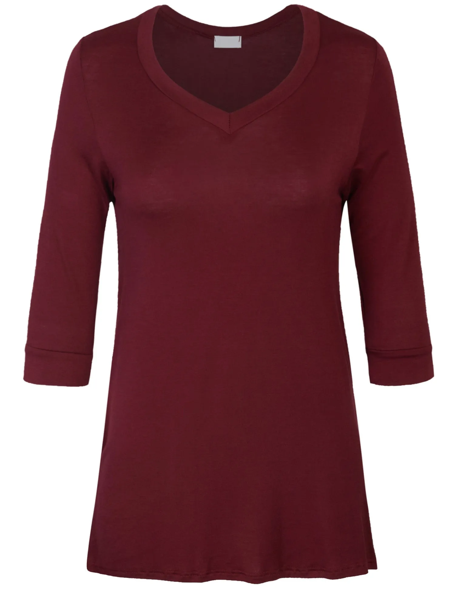 3/4 Sleeve V Neck Comfortable Fit Tunic Top