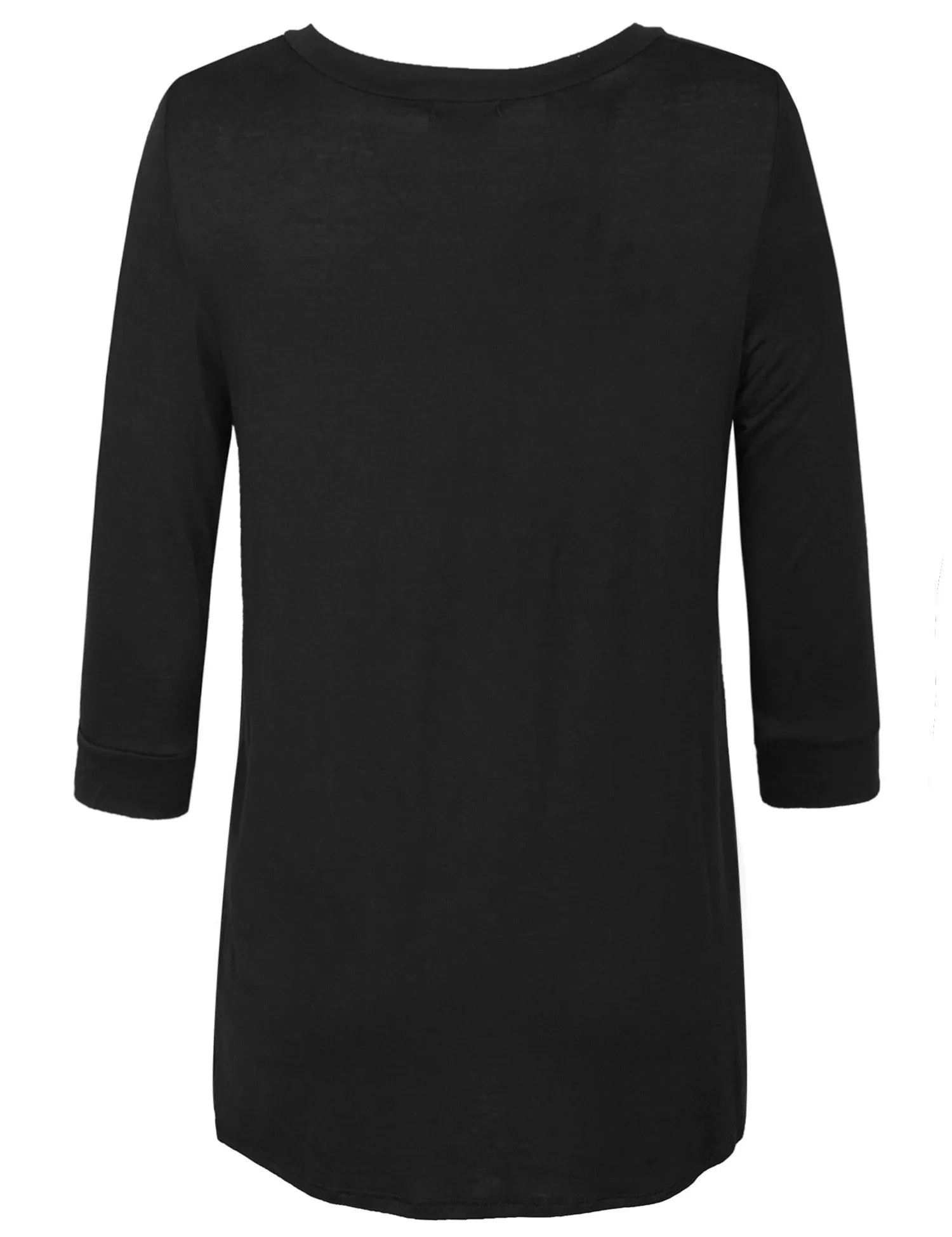 3/4 Sleeve V Neck Comfortable Fit Tunic Top
