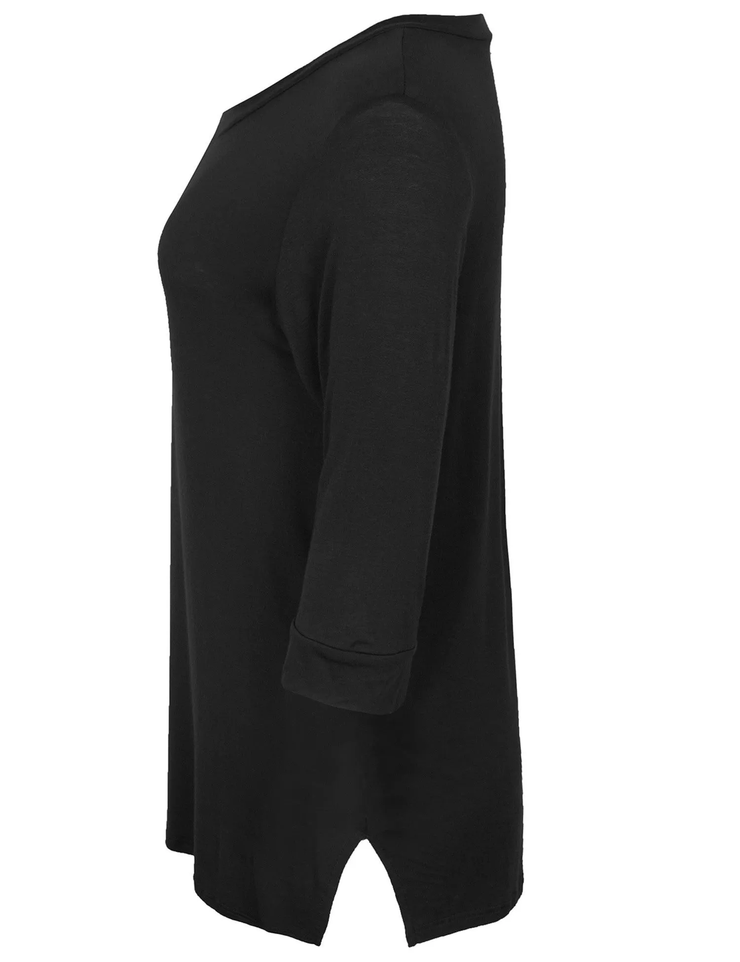 3/4 Sleeve V Neck Comfortable Fit Tunic Top