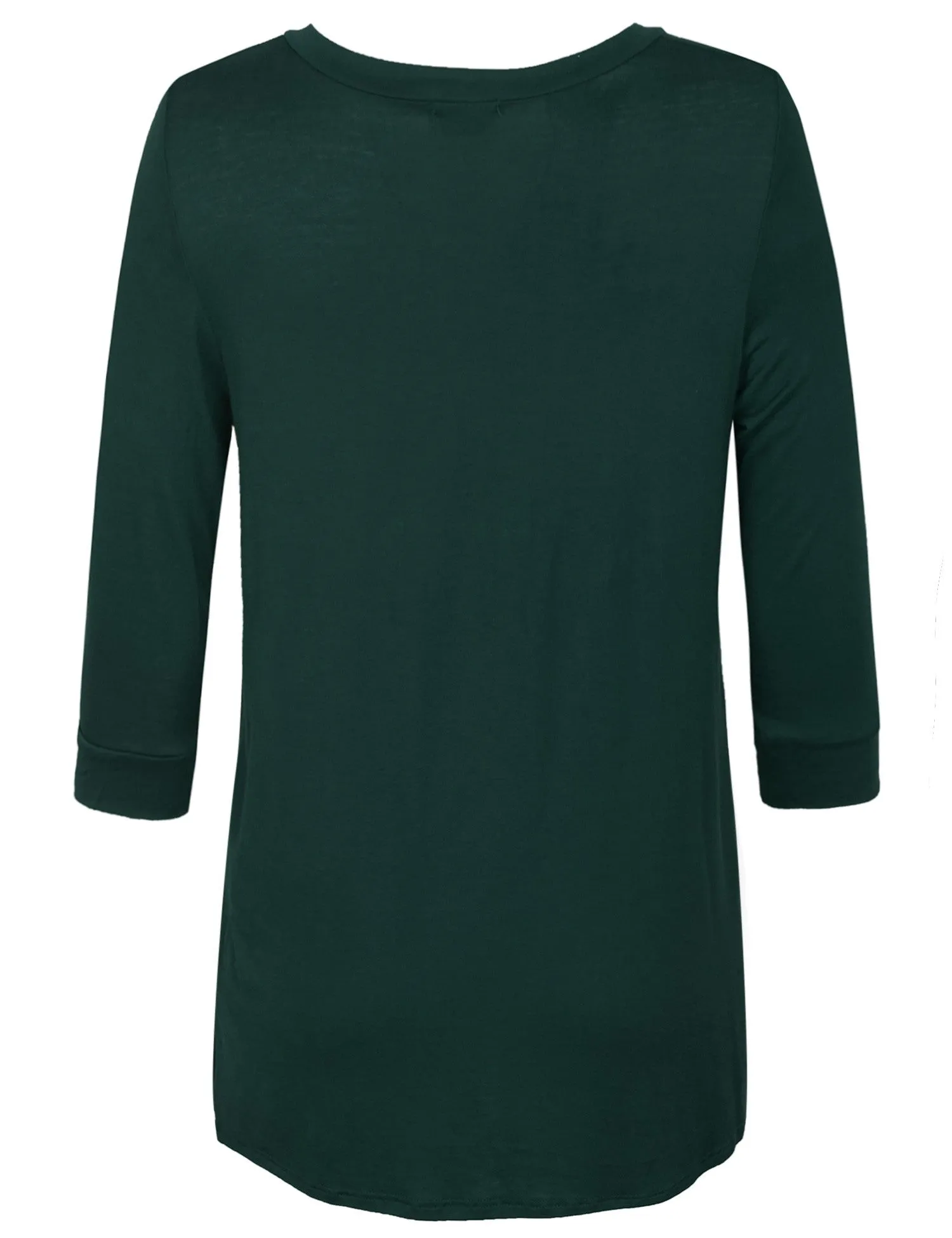 3/4 Sleeve V Neck Comfortable Fit Tunic Top
