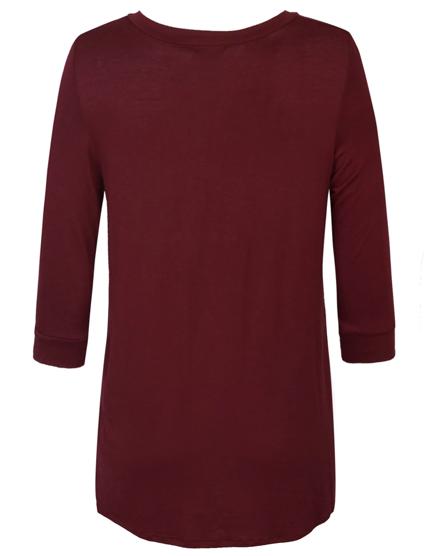 3/4 Sleeve V Neck Comfortable Fit Tunic Top