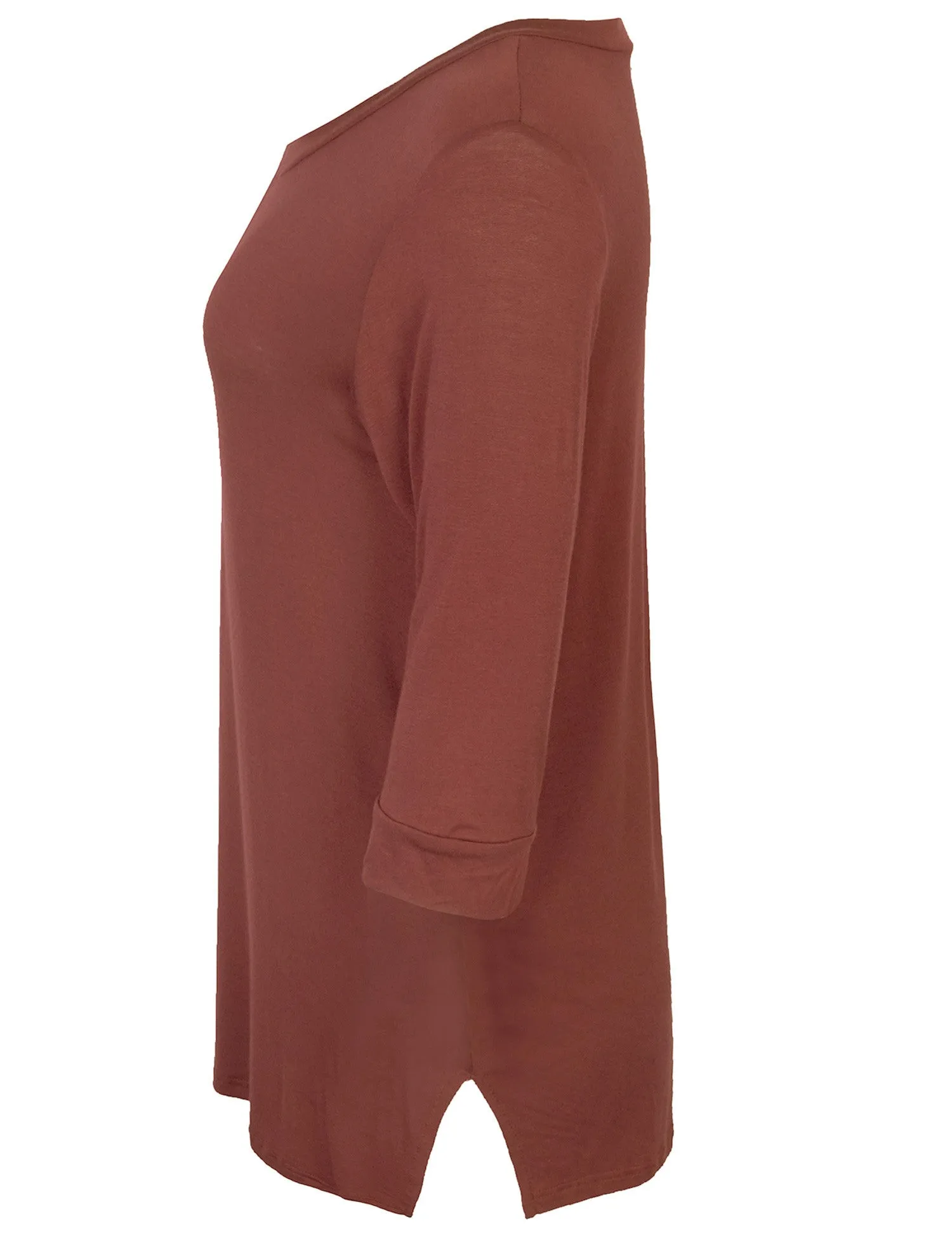 3/4 Sleeve V Neck Comfortable Fit Tunic Top