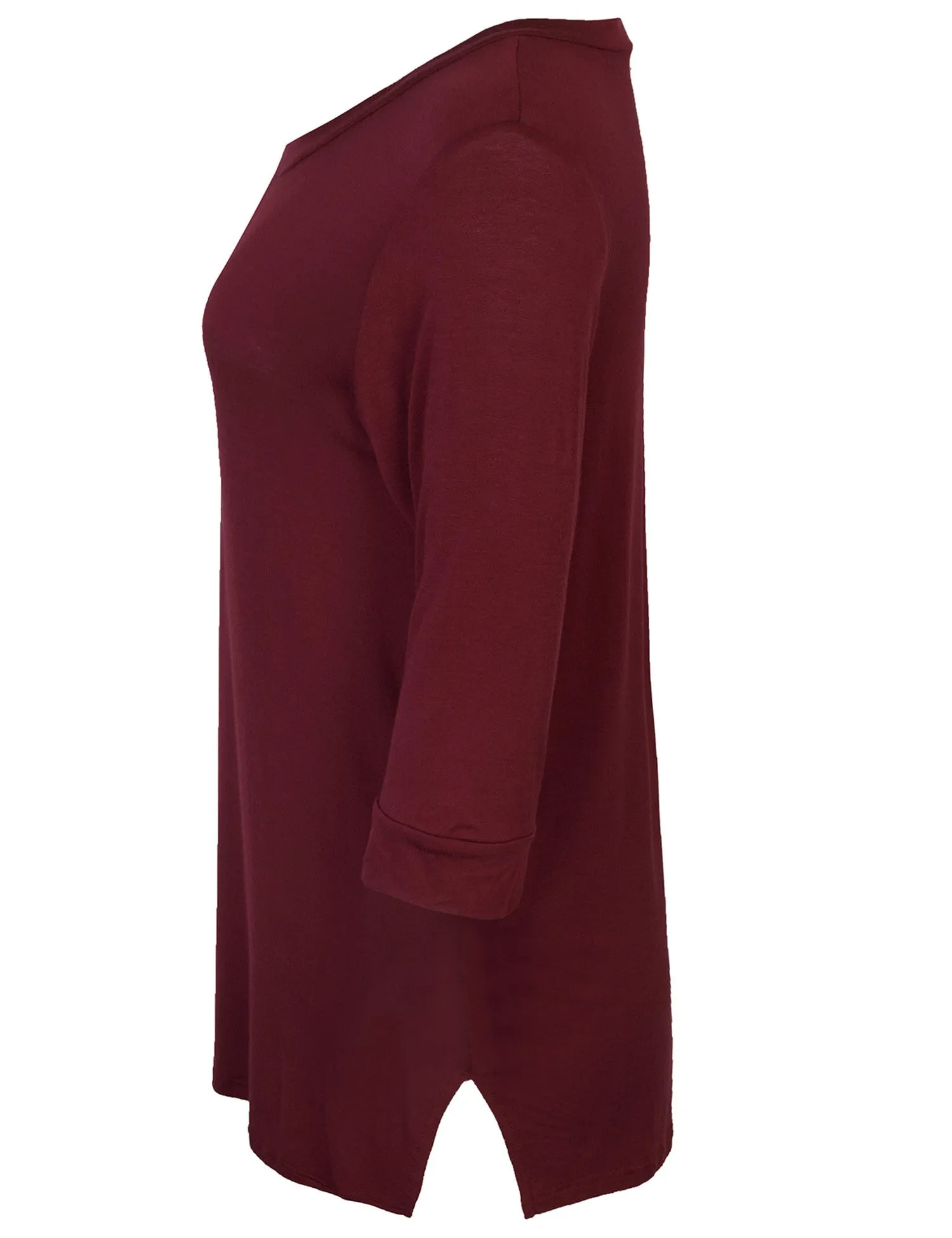 3/4 Sleeve V Neck Comfortable Fit Tunic Top