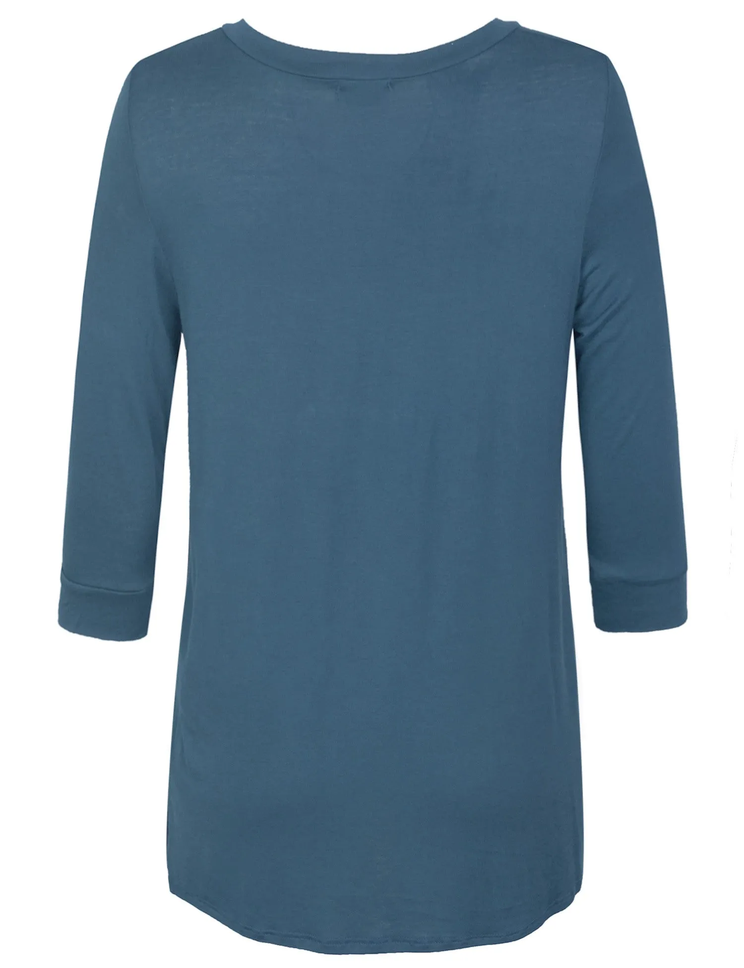 3/4 Sleeve V Neck Comfortable Fit Tunic Top