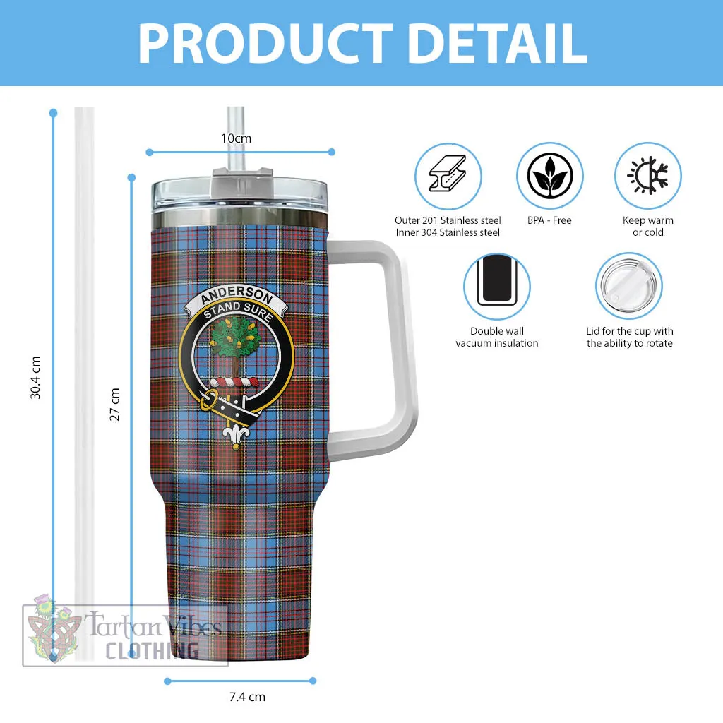 Anderson Modern Tartan and Family Crest Tumbler with Handle