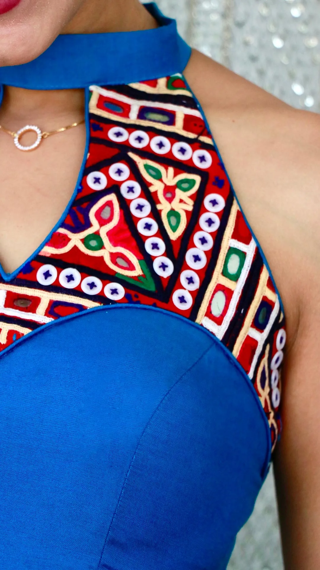 AZURE BLUE KUTCHI HANDWORK KURTA SET
