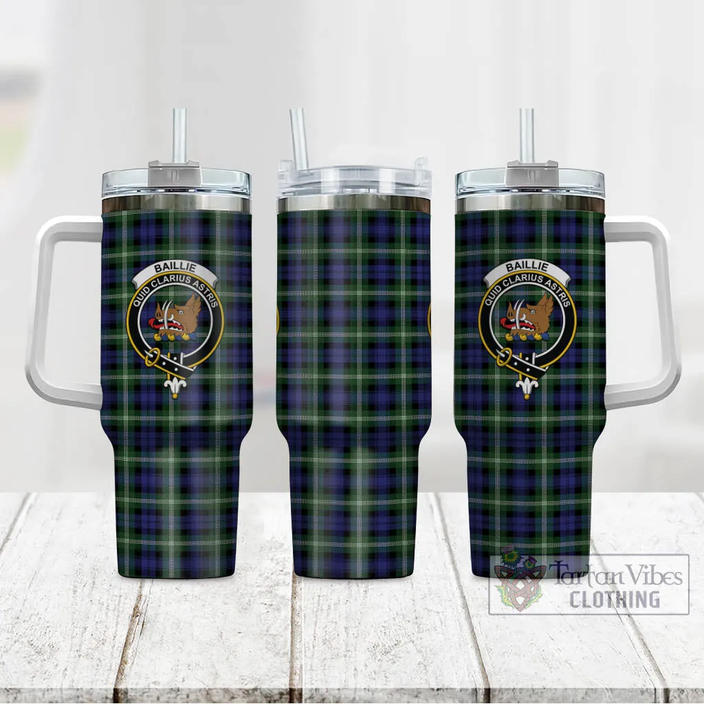 Baillie (Bailey) Tartan and Family Crest Tumbler with Handle