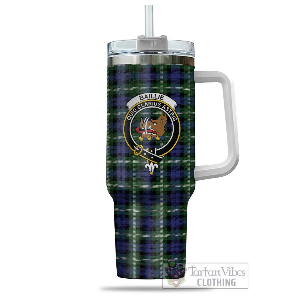 Baillie (Bailey) Tartan and Family Crest Tumbler with Handle
