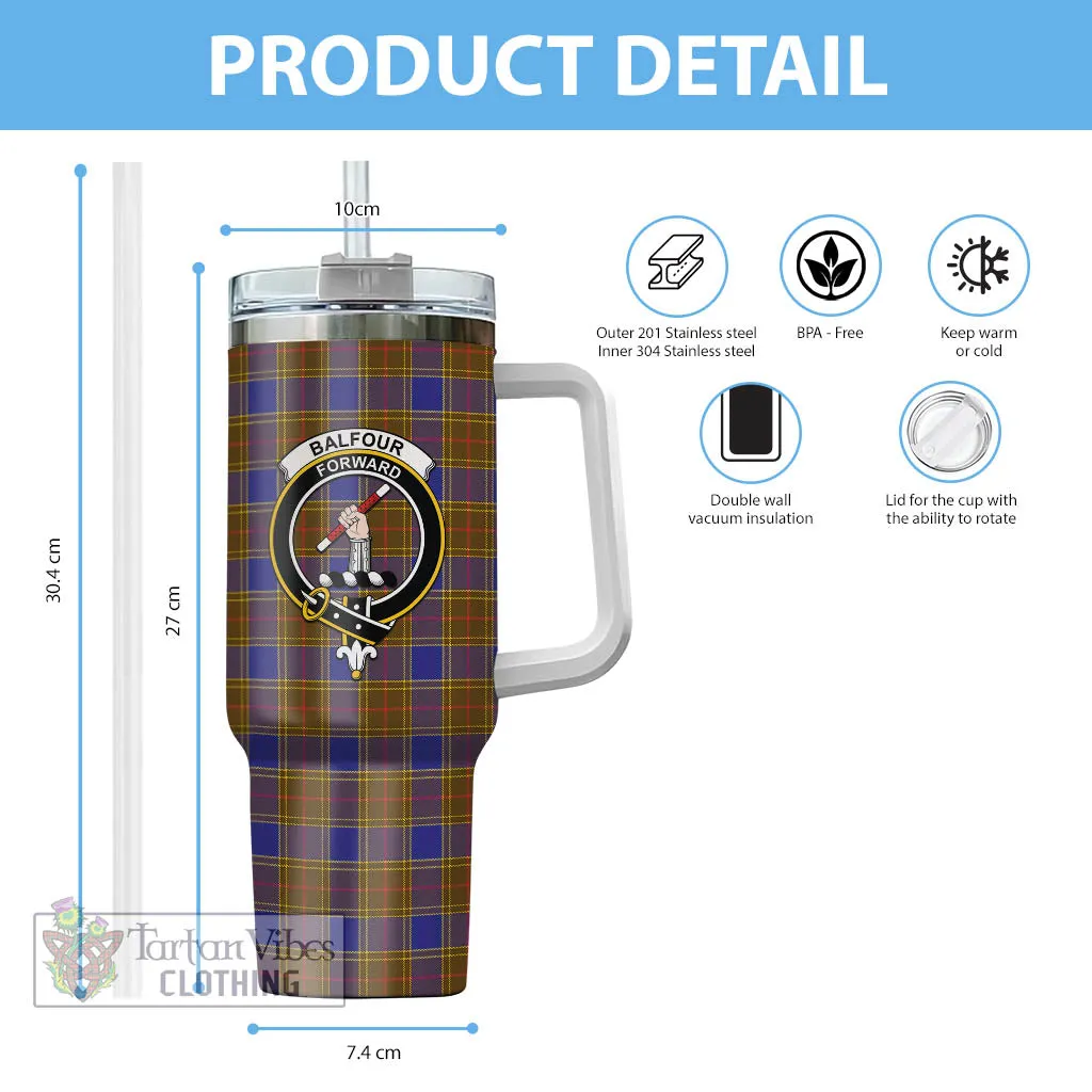 Balfour Tartan and Family Crest Tumbler with Handle