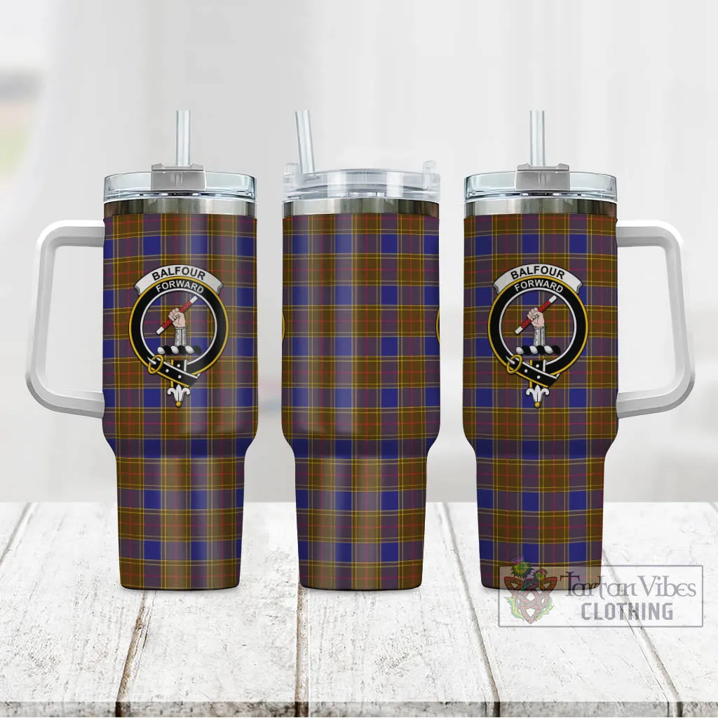 Balfour Tartan and Family Crest Tumbler with Handle