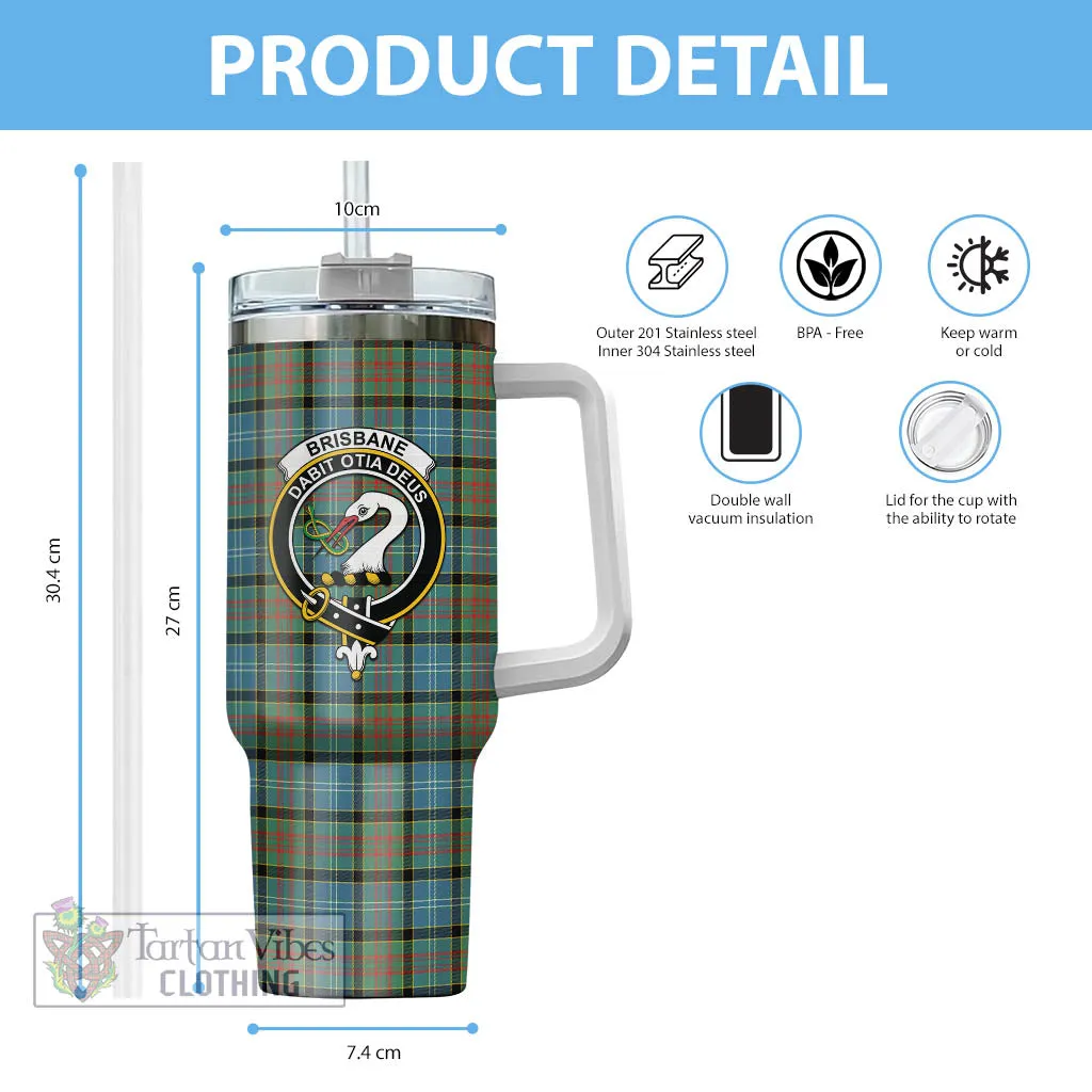 Brisbane Tartan and Family Crest Tumbler with Handle