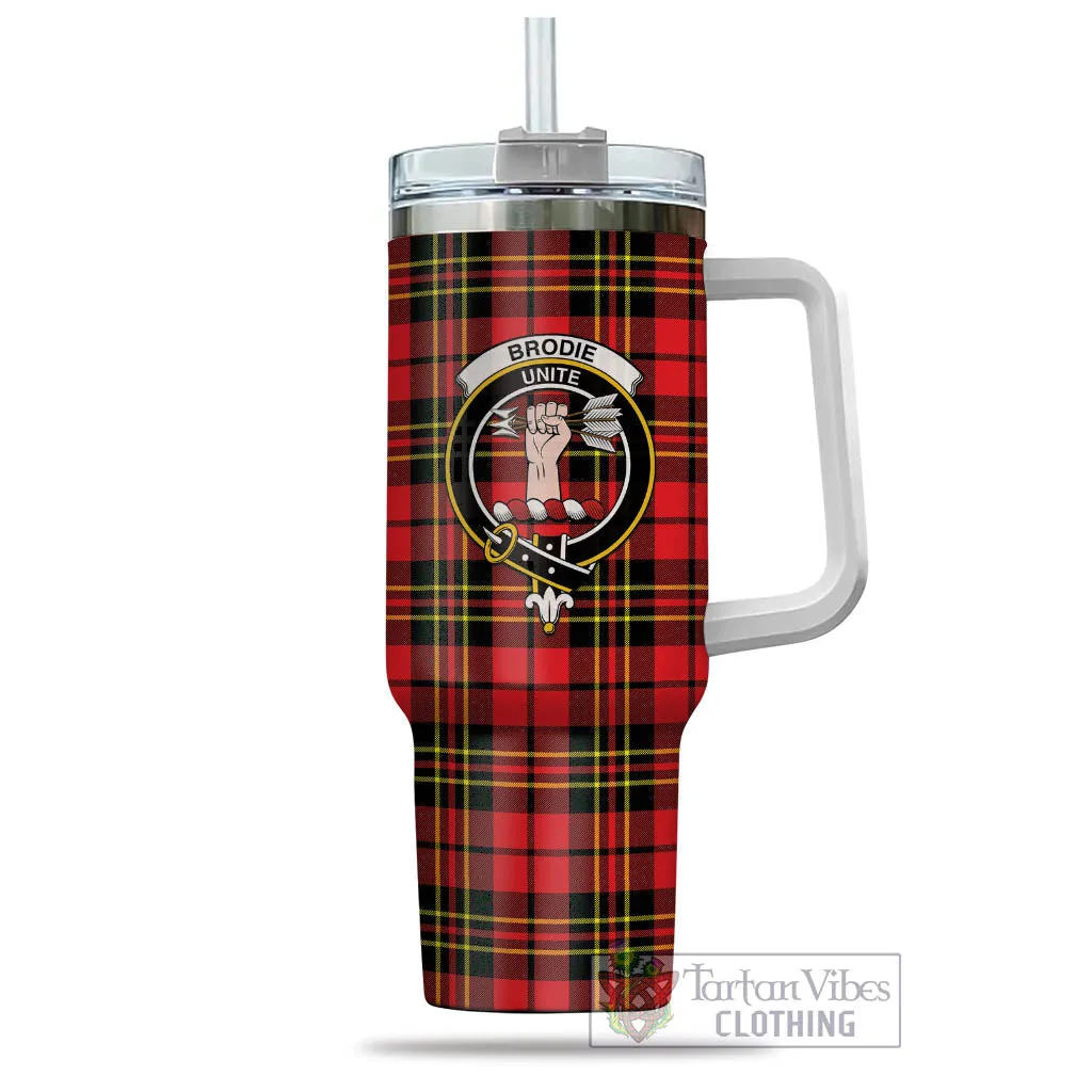 Brodie Modern Tartan and Family Crest Tumbler with Handle
