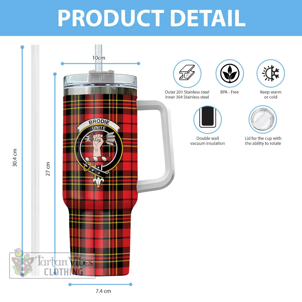 Brodie Modern Tartan and Family Crest Tumbler with Handle