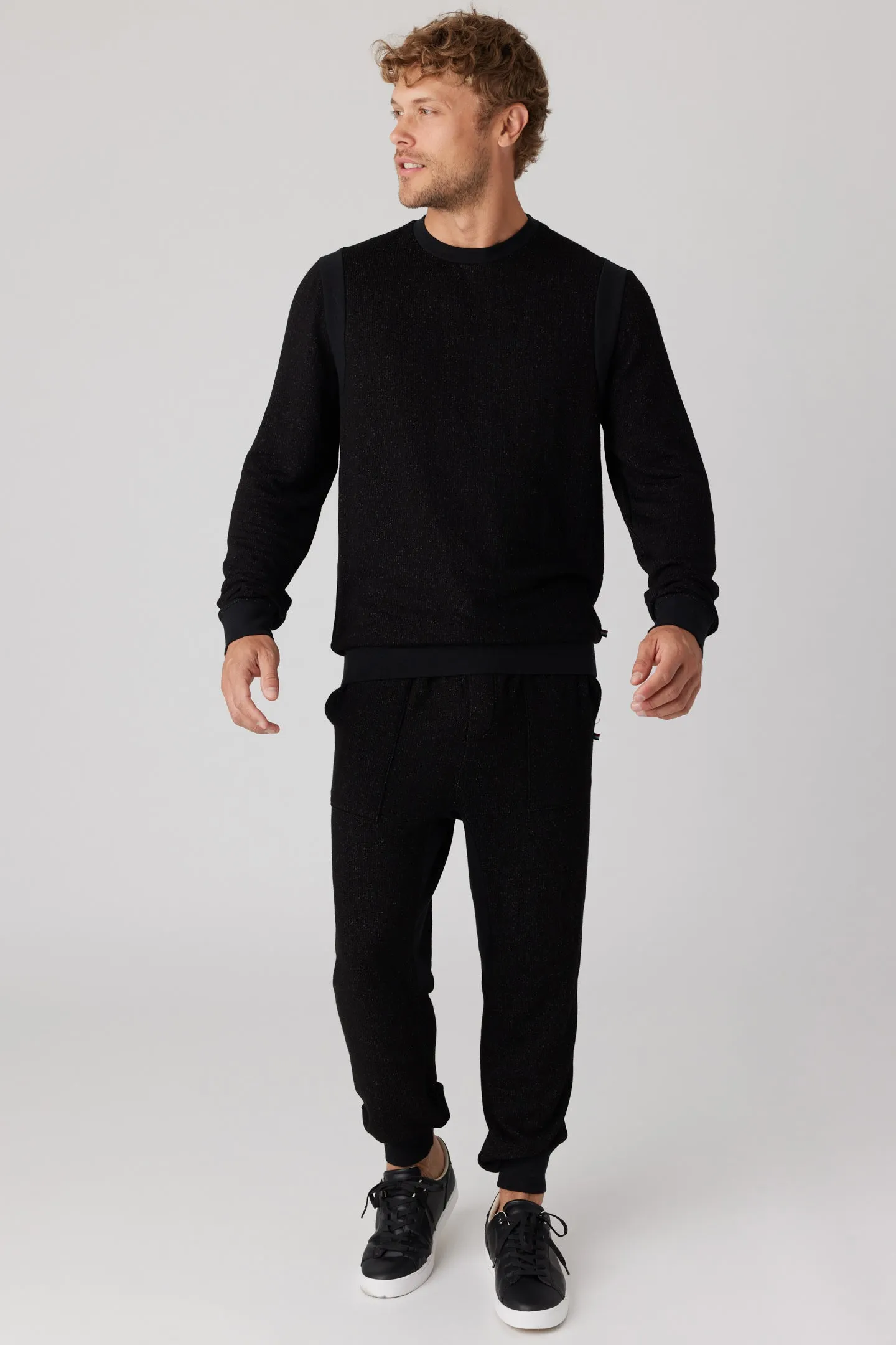 Brushed Boucle Gusset Jogger - Black