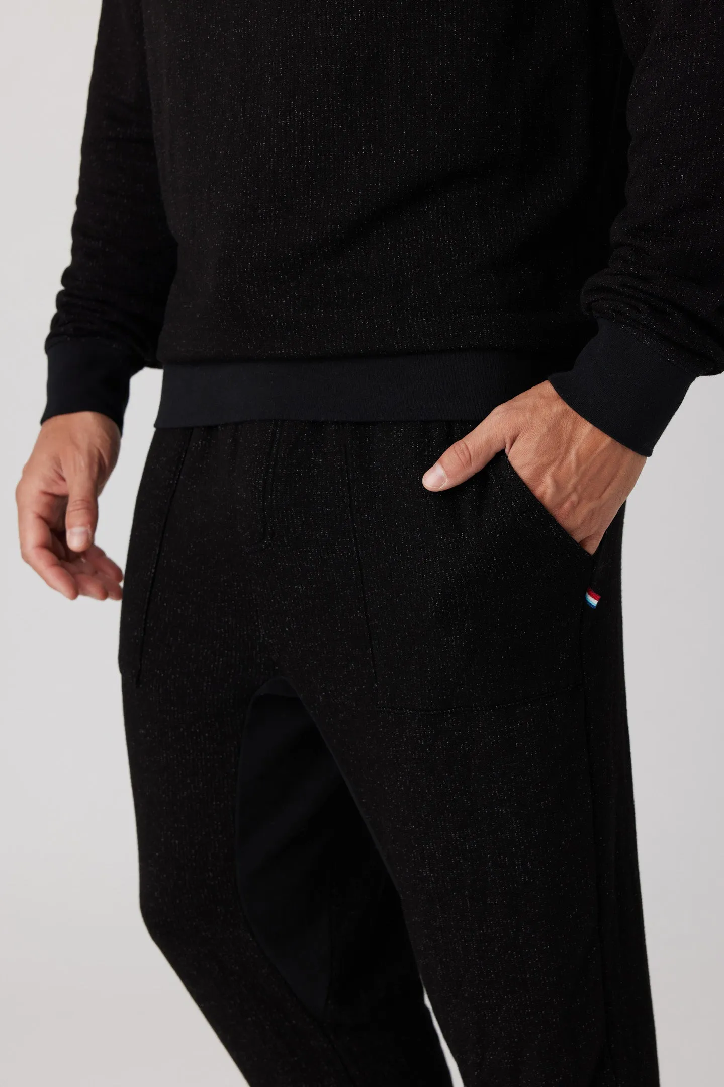 Brushed Boucle Gusset Jogger - Black