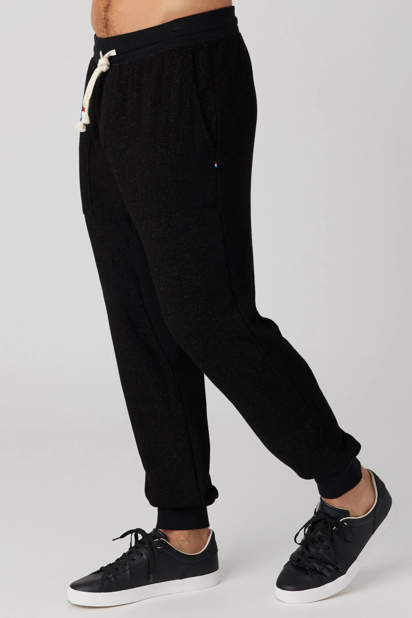 Brushed Boucle Gusset Jogger - Black