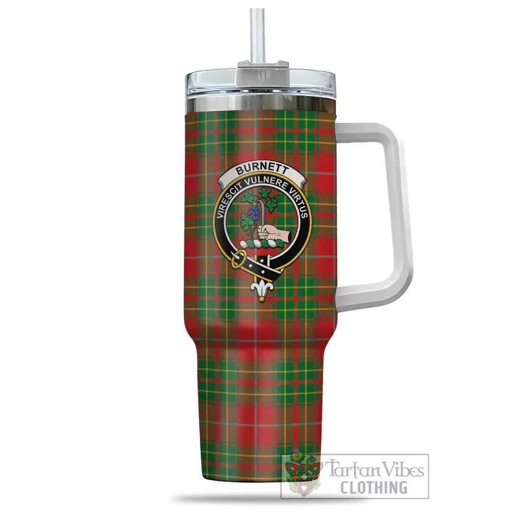 Burnett Tartan and Family Crest Tumbler with Handle