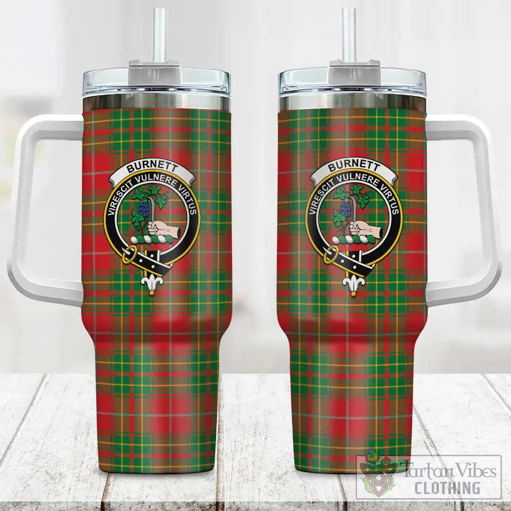 Burnett Tartan and Family Crest Tumbler with Handle