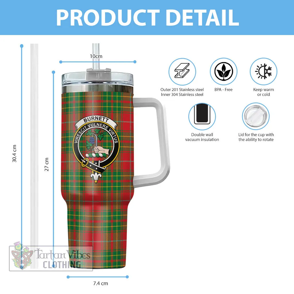 Burnett Tartan and Family Crest Tumbler with Handle