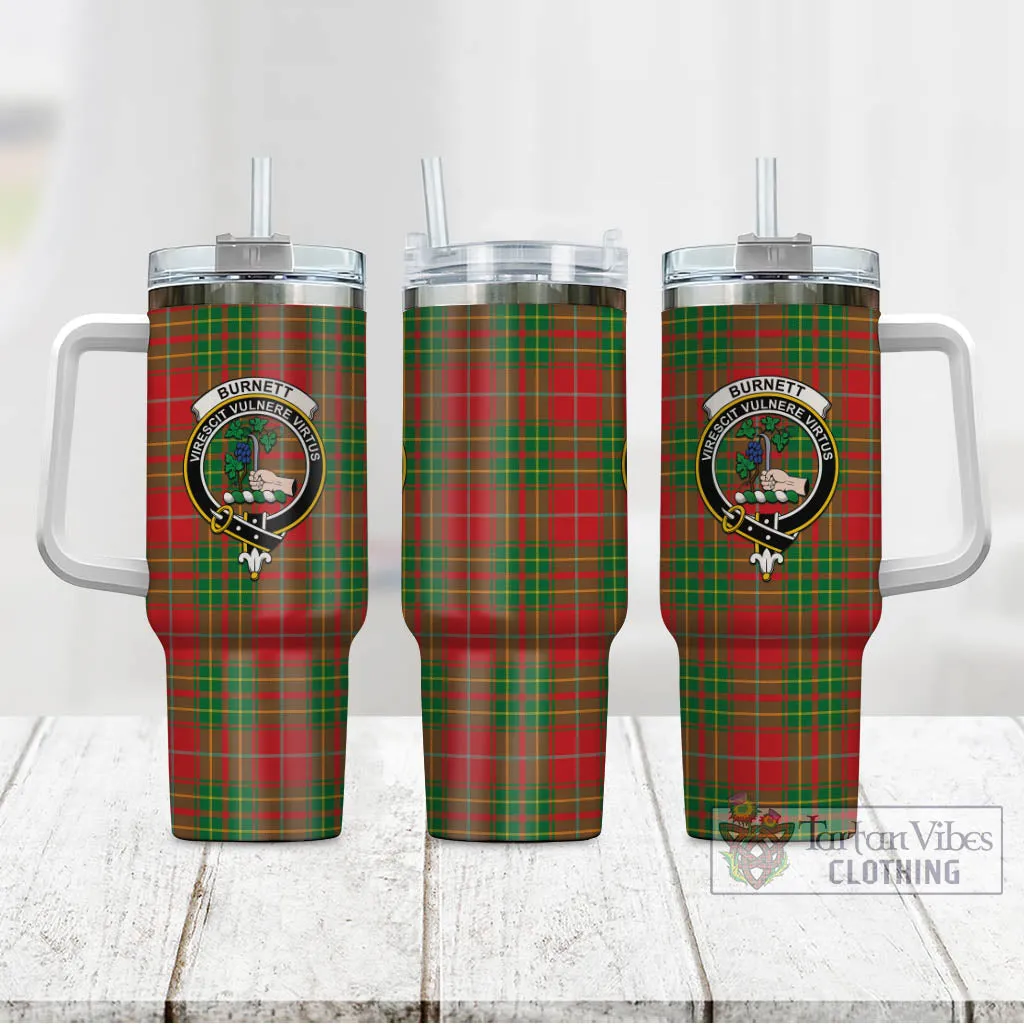Burnett Tartan and Family Crest Tumbler with Handle