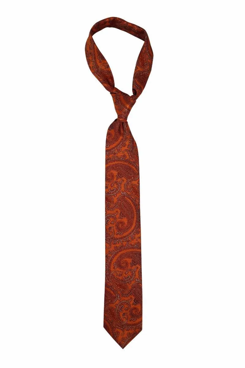 Burnt Orange Paisley Tie