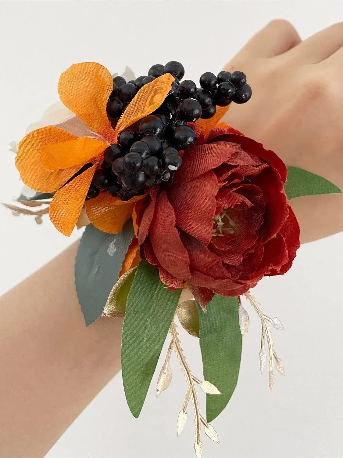 Burnt Orange Wrist Corsages