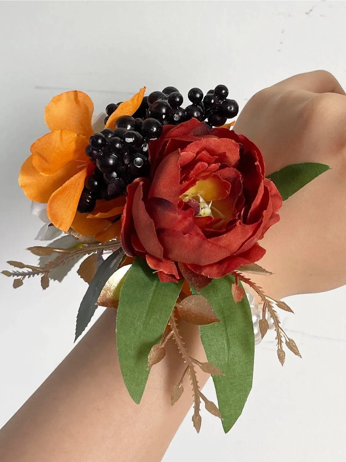Burnt Orange Wrist Corsages