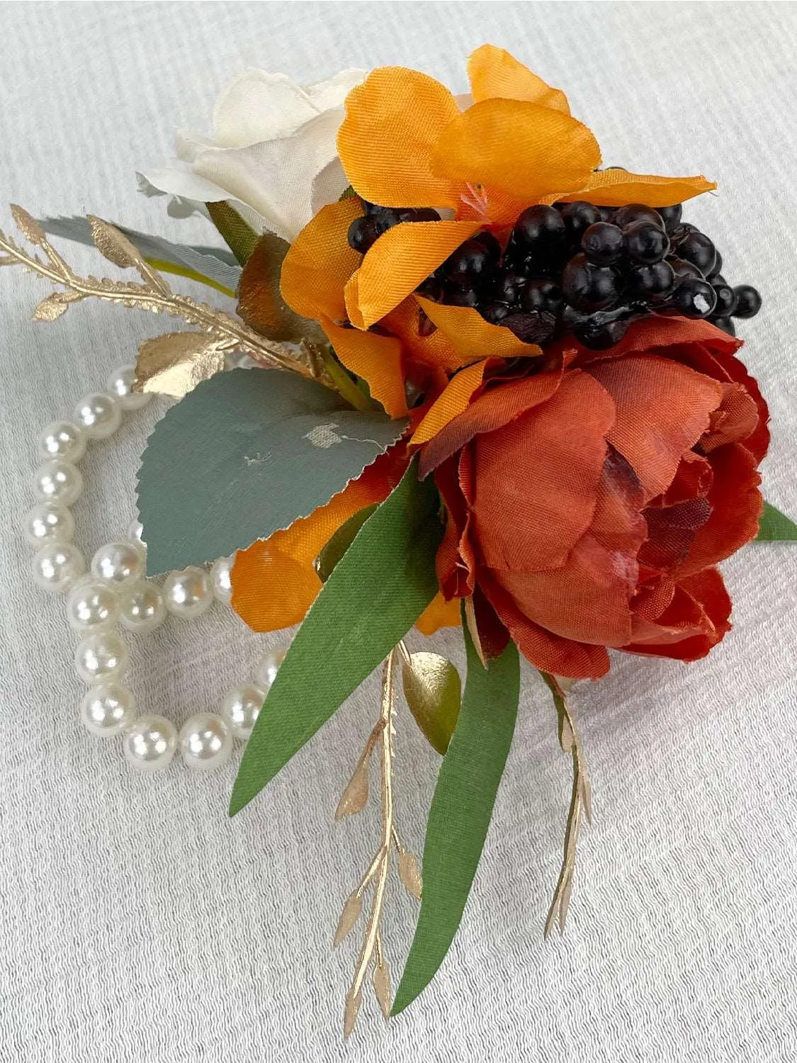Burnt Orange Wrist Corsages