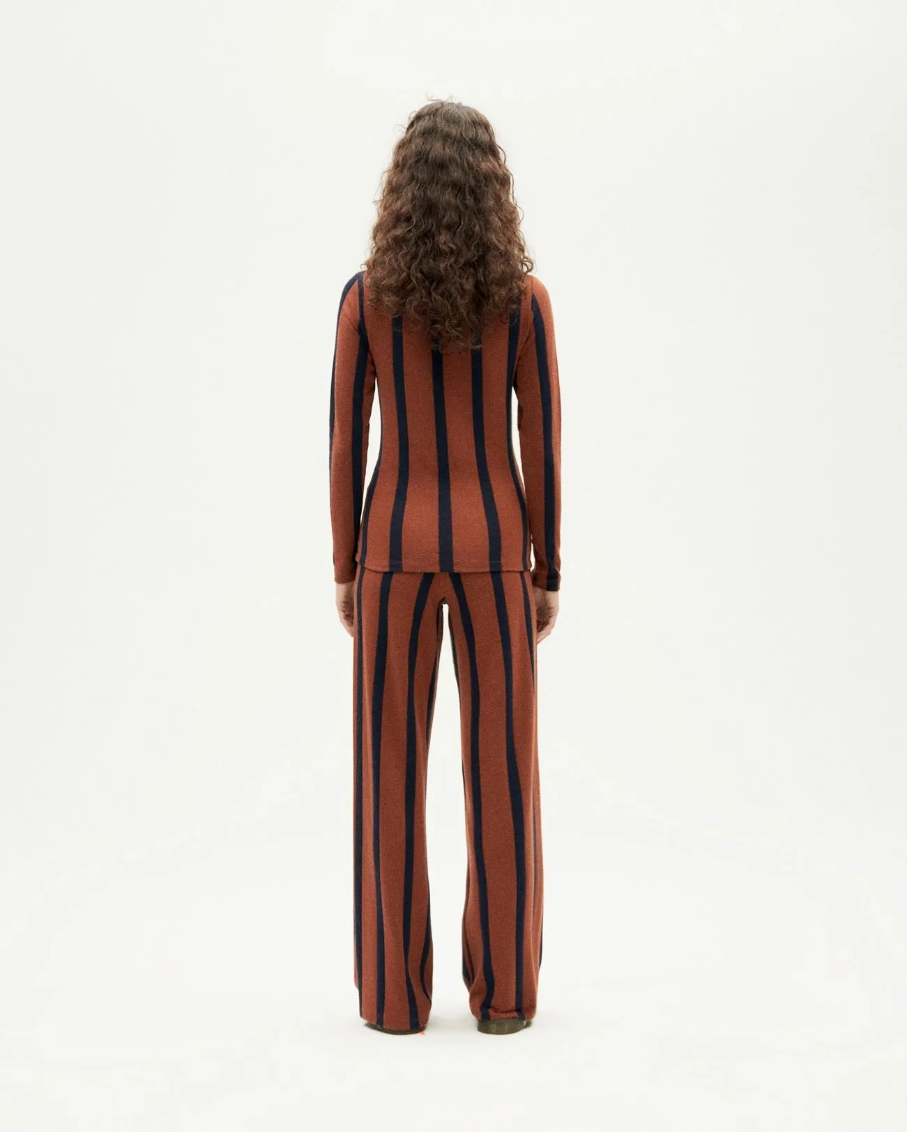 Casilda Wool Top Navy/Brown Stripes