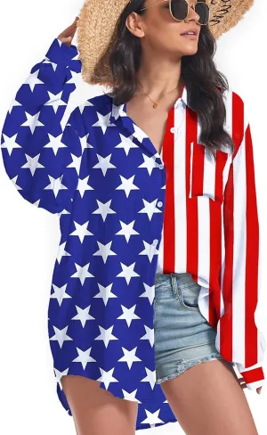 Century Star Womens Button Down Shirts Vacation Outfits Loose Fit Long Sleeve Casual Oversize Collared Blouse