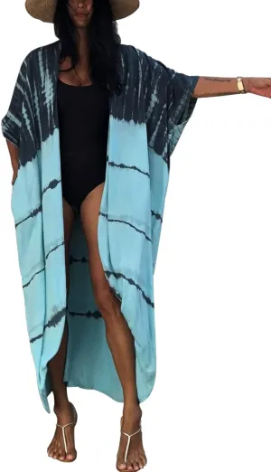 CHERRY CAT Women Beachwear Long Beach Coverups Kaftan Casual Caftan Dress