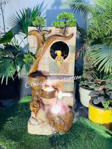 Classy Home Creation Big Size Water Fountain 4 feet for Home, Office, Living RoomGarden Decor| Unique Water Fountain for Office Decor and Garden (Multicolour)