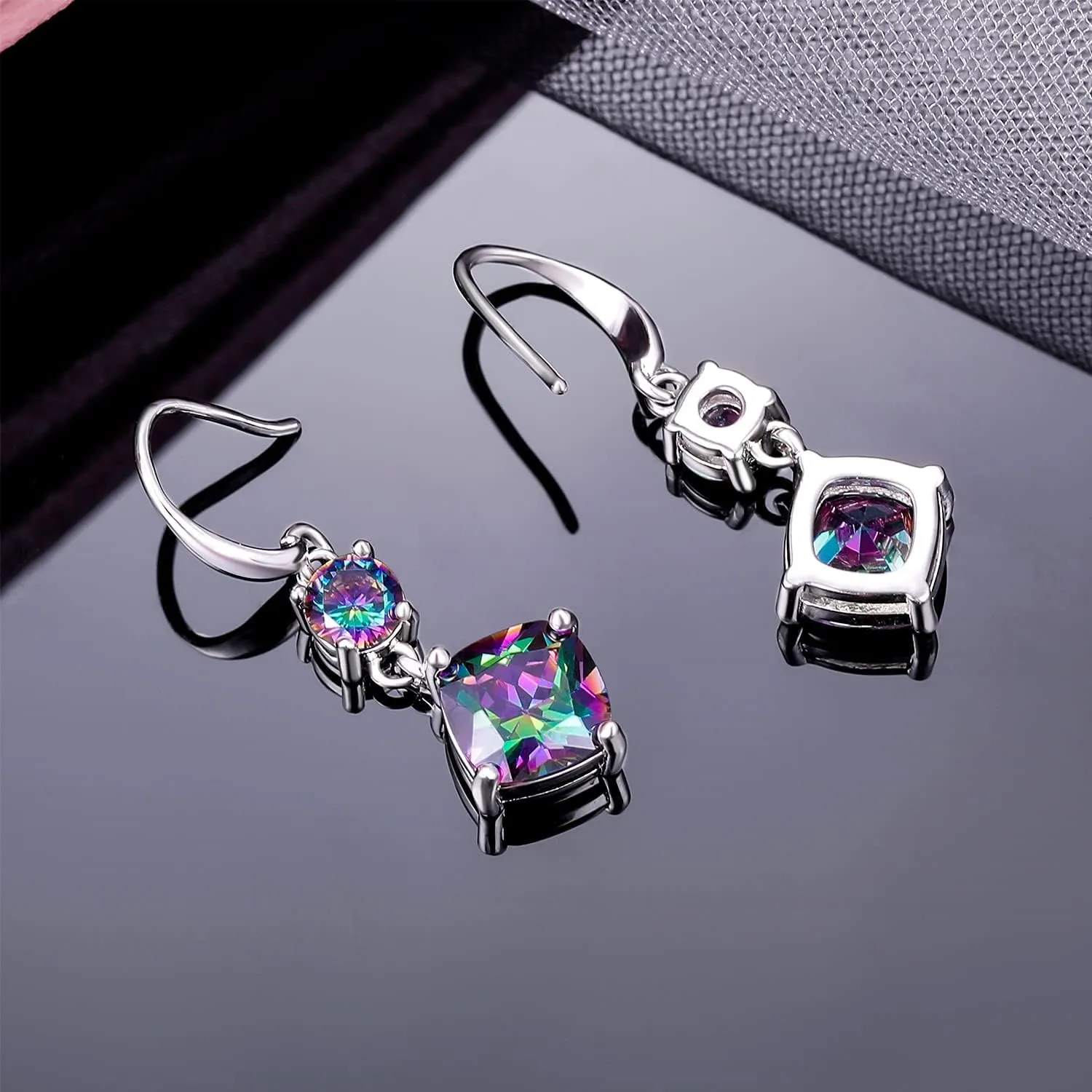 Dangle Earrings for Women|18K White Gold Plated|CZ Drop Fishook Earings Fashion Jewelry Gift