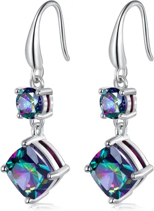 Dangle Earrings for Women|18K White Gold Plated|CZ Drop Fishook Earings Fashion Jewelry Gift