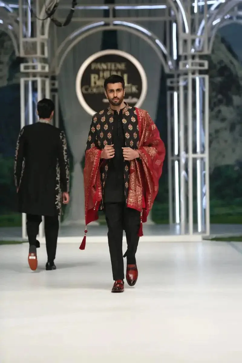 Deepak & Fahad - AASHNA - Black - Resham and Zardozi - 3 Piece