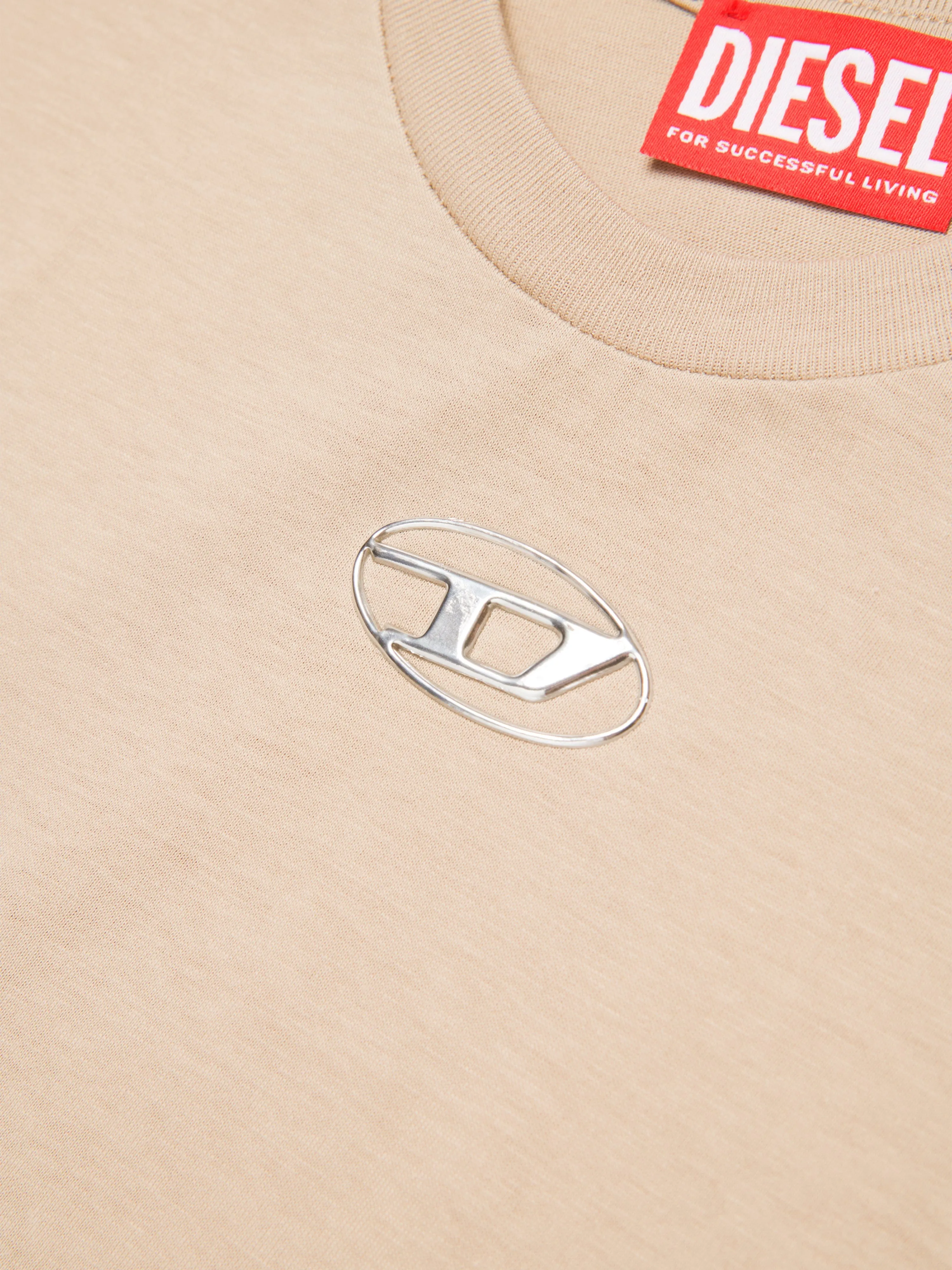 Diesel Kids Logo T-Shirt in Beige