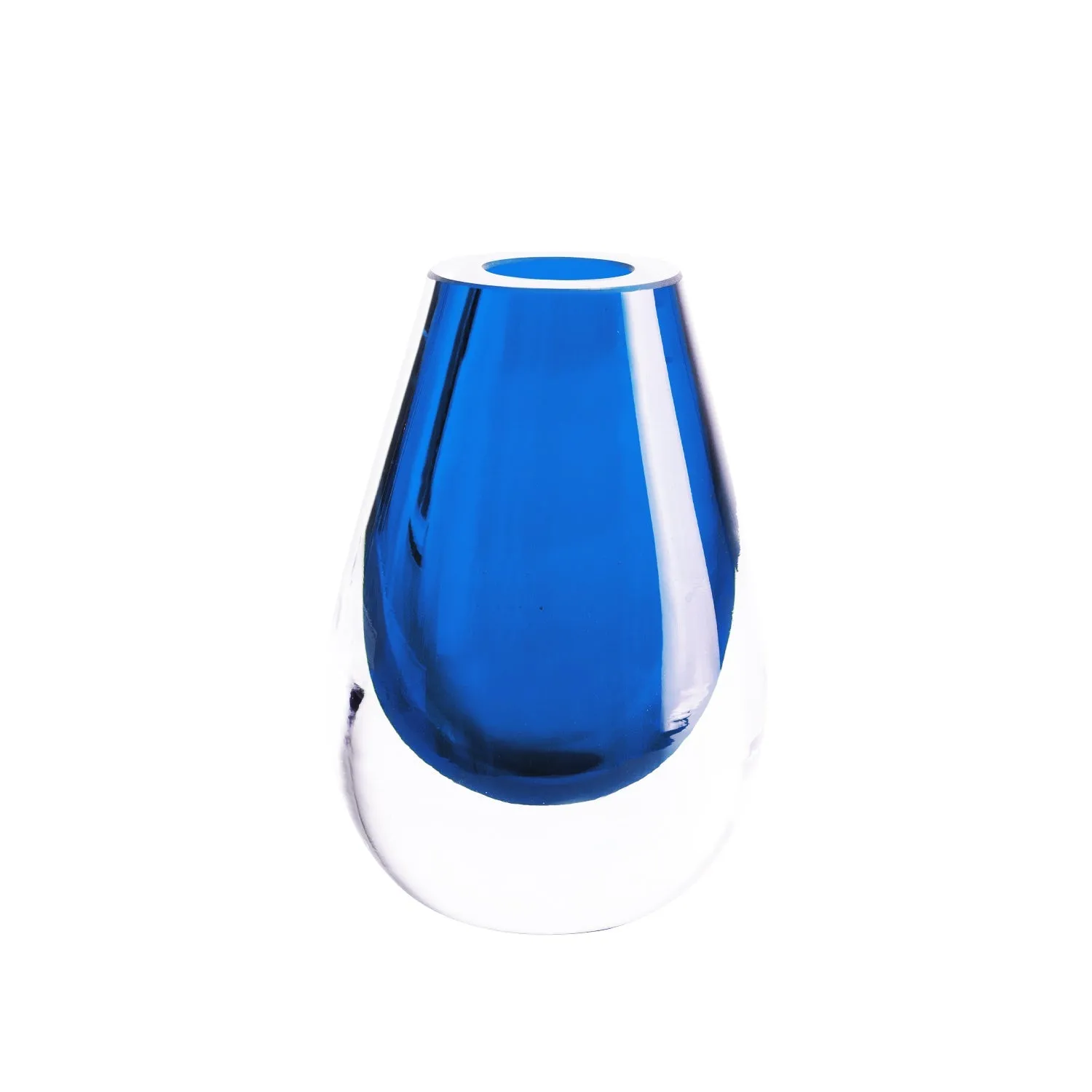 Drop Royal Blue Vase - 6 x 4 x 3 in - Mouth-Blown Thick Glass - Sustainable Elegance