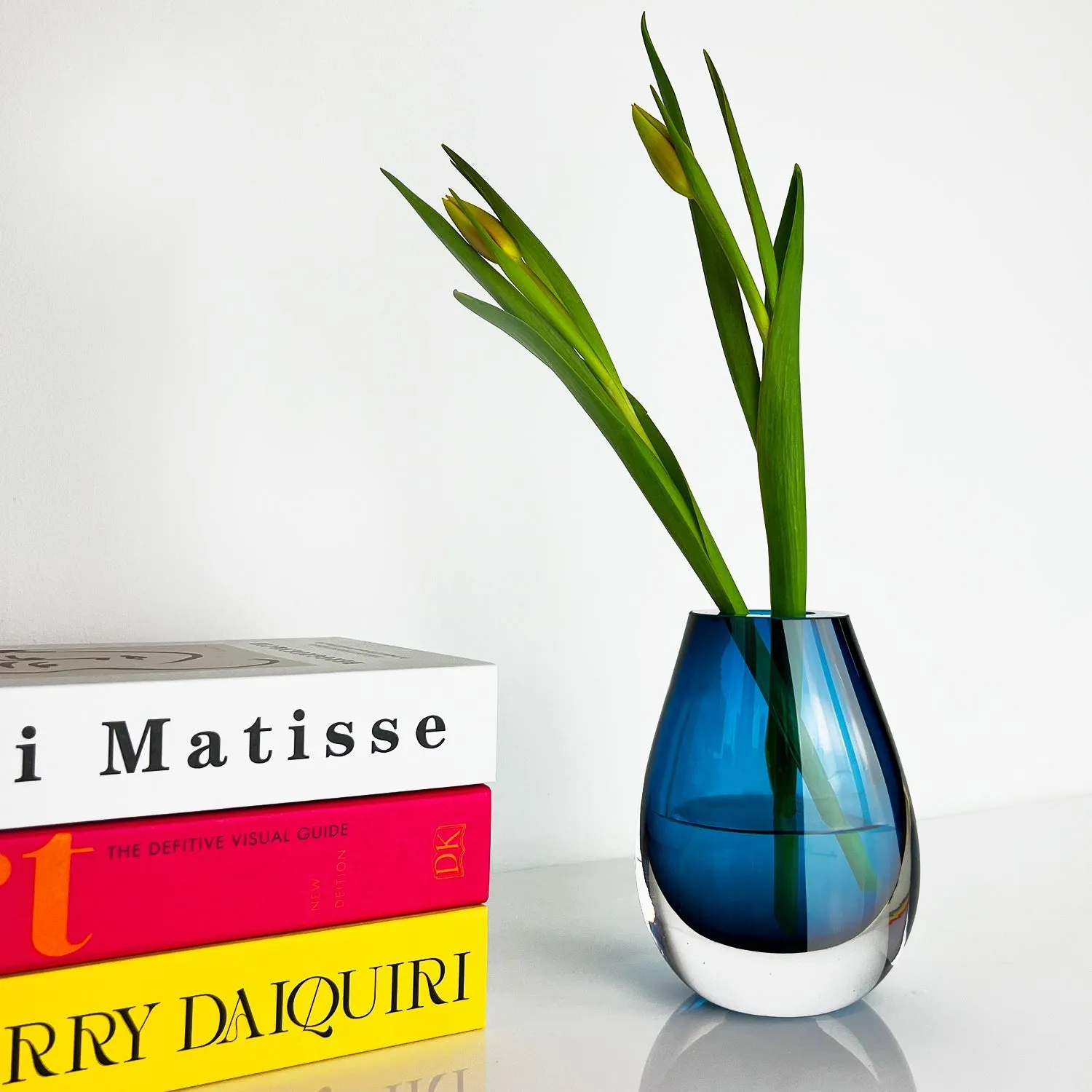 Drop Royal Blue Vase - 6 x 4 x 3 in - Mouth-Blown Thick Glass - Sustainable Elegance