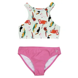 Girls Halter Top Bikini Set (2 Piece) | "Tropical Birds"
