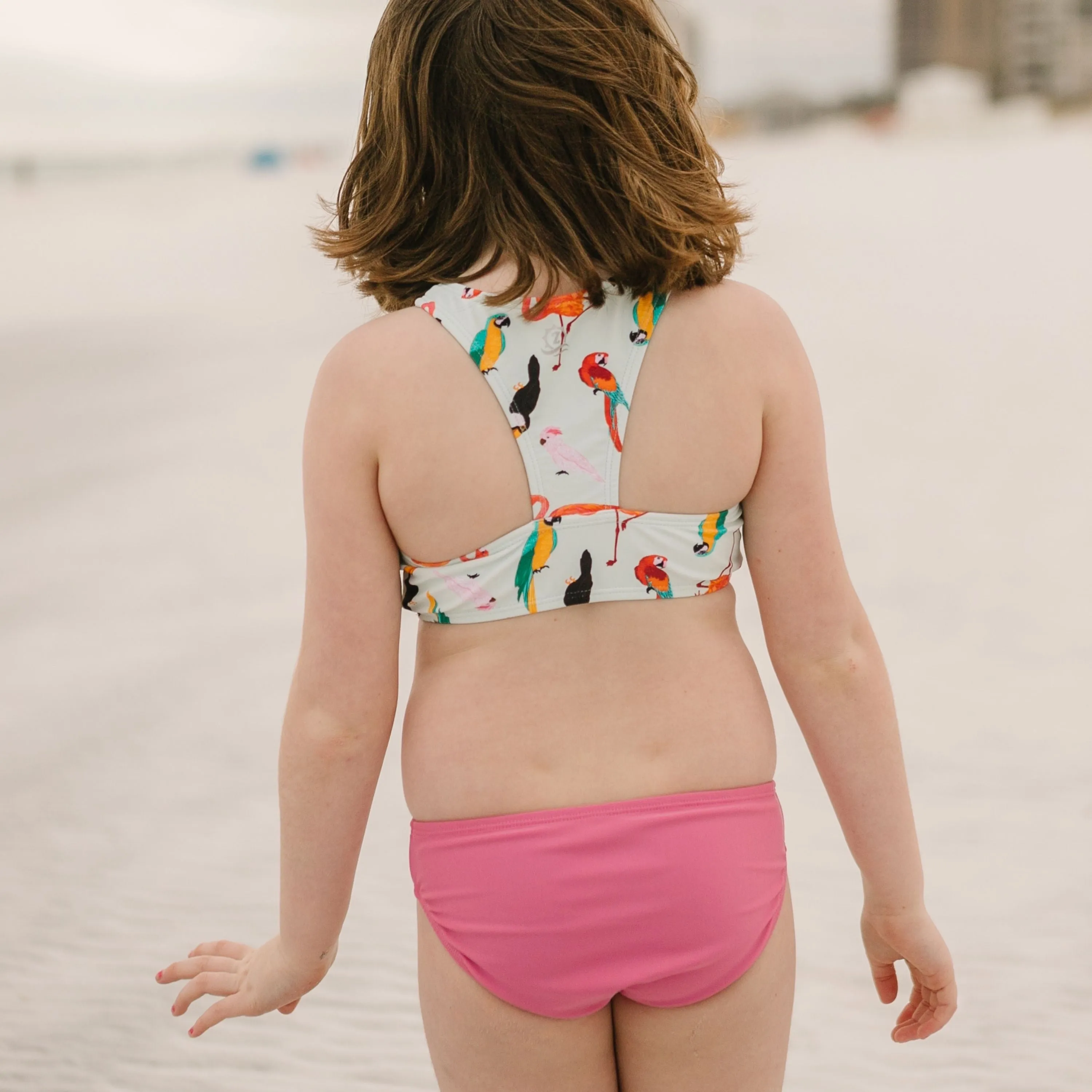 Girls Halter Top Bikini Set (2 Piece) | "Tropical Birds"