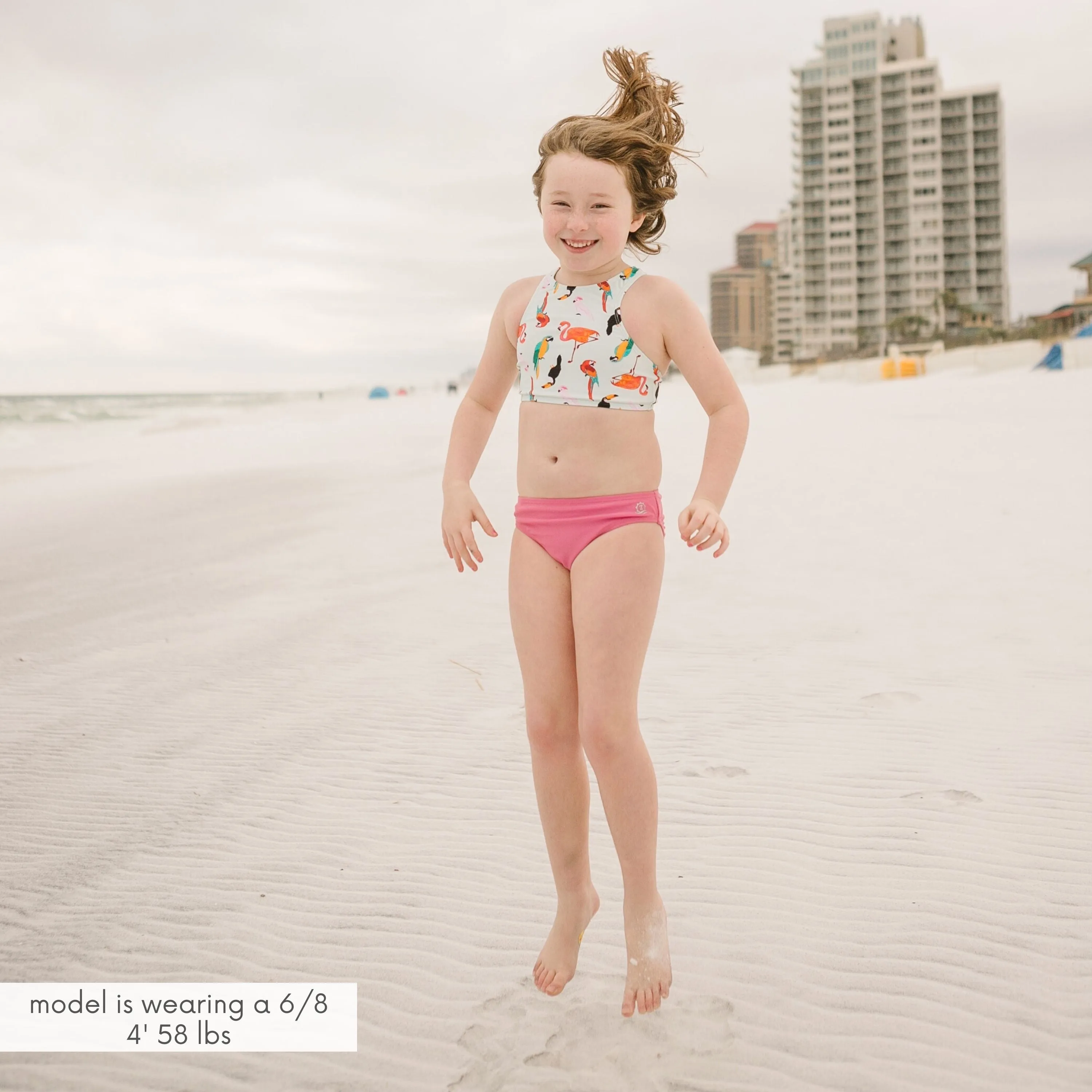 Girls Halter Top Bikini Set (2 Piece) | "Tropical Birds"